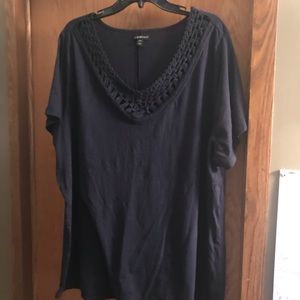 Lane Bryant tee shirt w/ crochet neckline 26/28